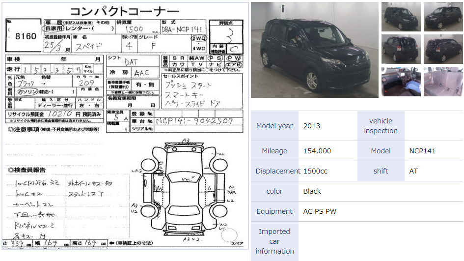 Thumbnail: Toyota Spade  F Year : 2013/3 Cc : 1500 Color : Black