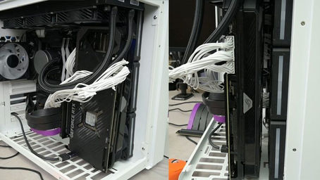 Un modder reduce la temperatura del punto caliente de la GPU en 19 °C montándola verticalmente en el panel lateral.