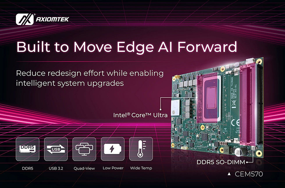 Axiomtek lanza el módulo COM Express Tipo 6 CEM570, equipado con procesadores Intel Core Ultra
