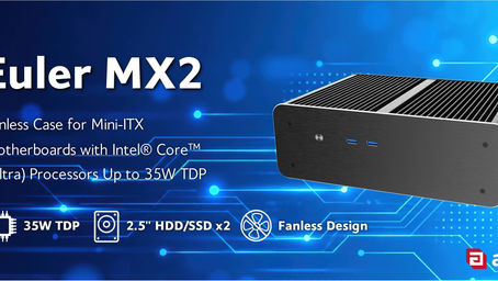 Akasa presenta la caja Mini-ITX sin ventilador Euler MX2 para informática comercial e industrial desatendida.
