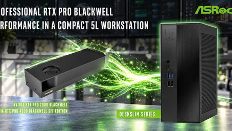 La serie ASRock DeskSlim ofrece rendimiento RTX PRO Blackwell en una estación de trabajo compacta de 5 litros.