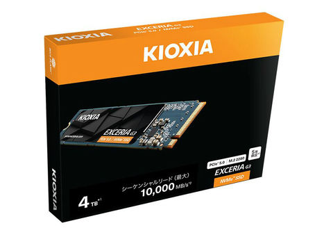 KIOXIA añade una variante de 4 TB a la serie Exceria G3 de unidades SSD M.2 Gen 5 NVMe