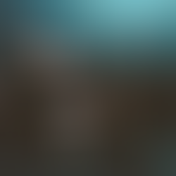 Seven people with instruments pose on a dark stage, wearing black outfits. One person sits on the floor, adding a playful mood.