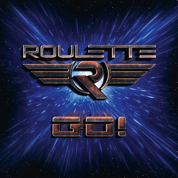 Text "ROULETTE GO!" in metallic font over a blue cosmic background with a starburst effect, creating a dynamic and energetic mood.