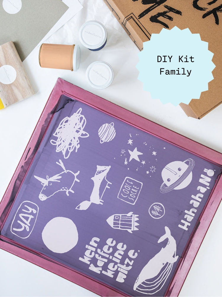 DIY-Siebdruck Kit für zuhause von Halfbirdmona mit 14 Motiven, inklusive 3 Siebdruckfaben und 1 Rakel