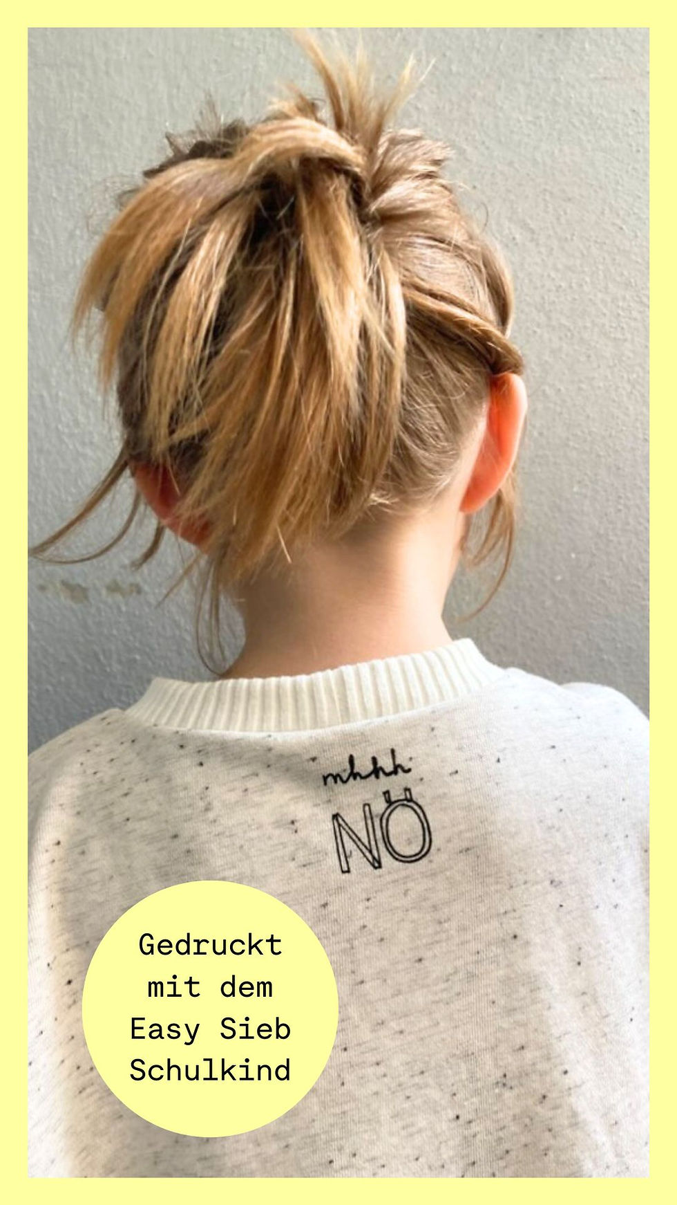 Meliertes Kindershirt mit dem Halfbird-Motiv "mhhh NÖ" auf dem Rücken