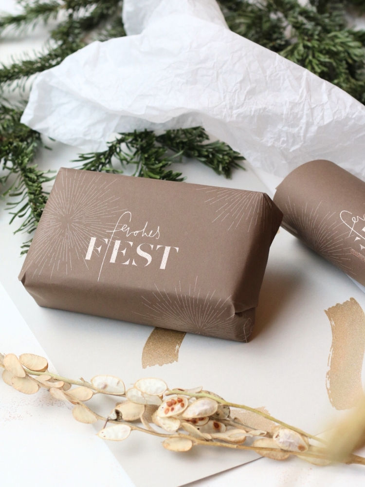 Geschenkverpackung für Weihnachten selbst bedrucken mit Siebdruck