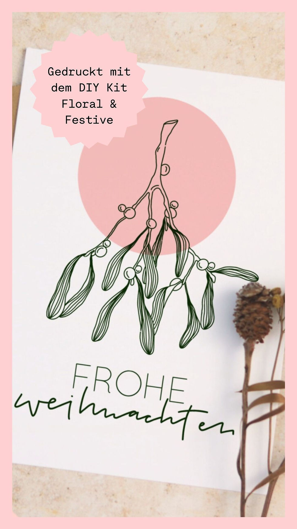 Weihnachtskarten selber machen, Weihnachtskarte mit floralem Motiv