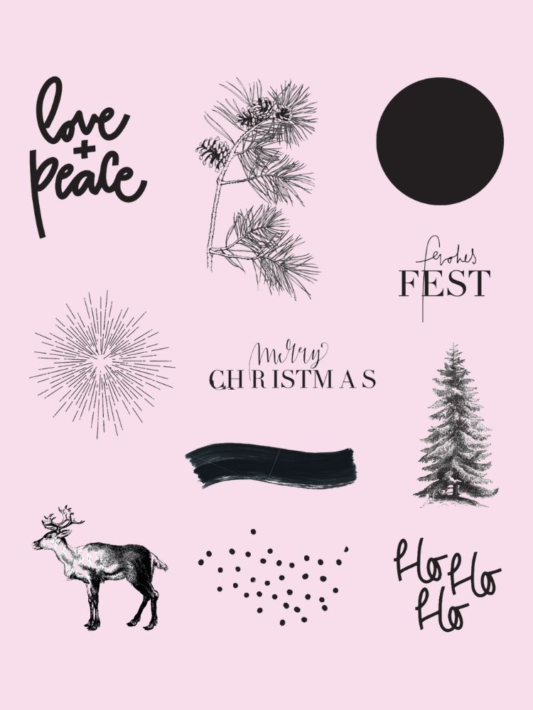 Weihnachtskarten selber machen, Weihnachtskarten mit Reh, DIY Kit Christmas Motive