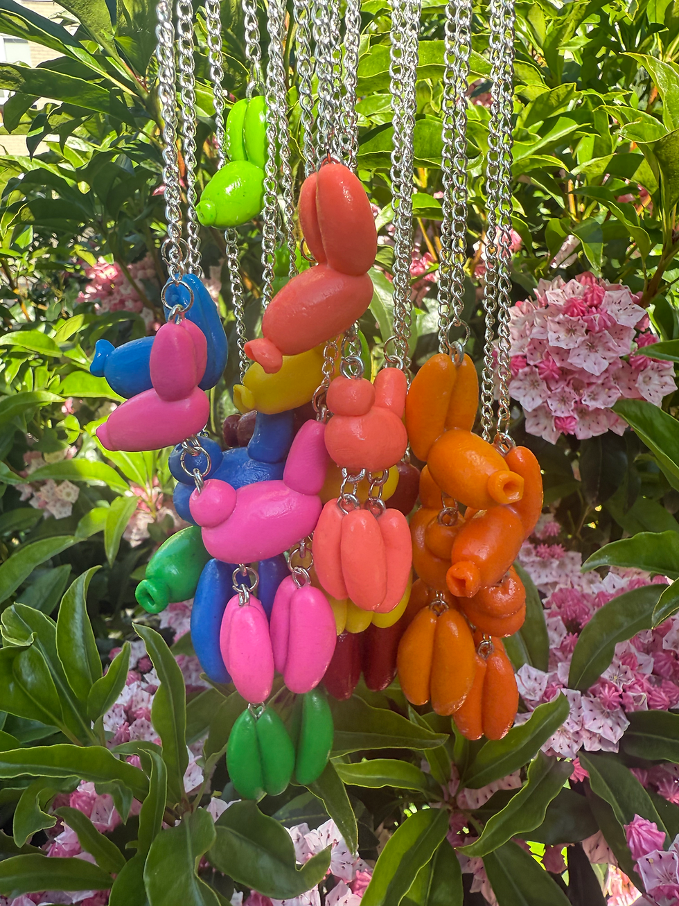 Thumbnail: Balloon Doggie marionette necklace blue. 