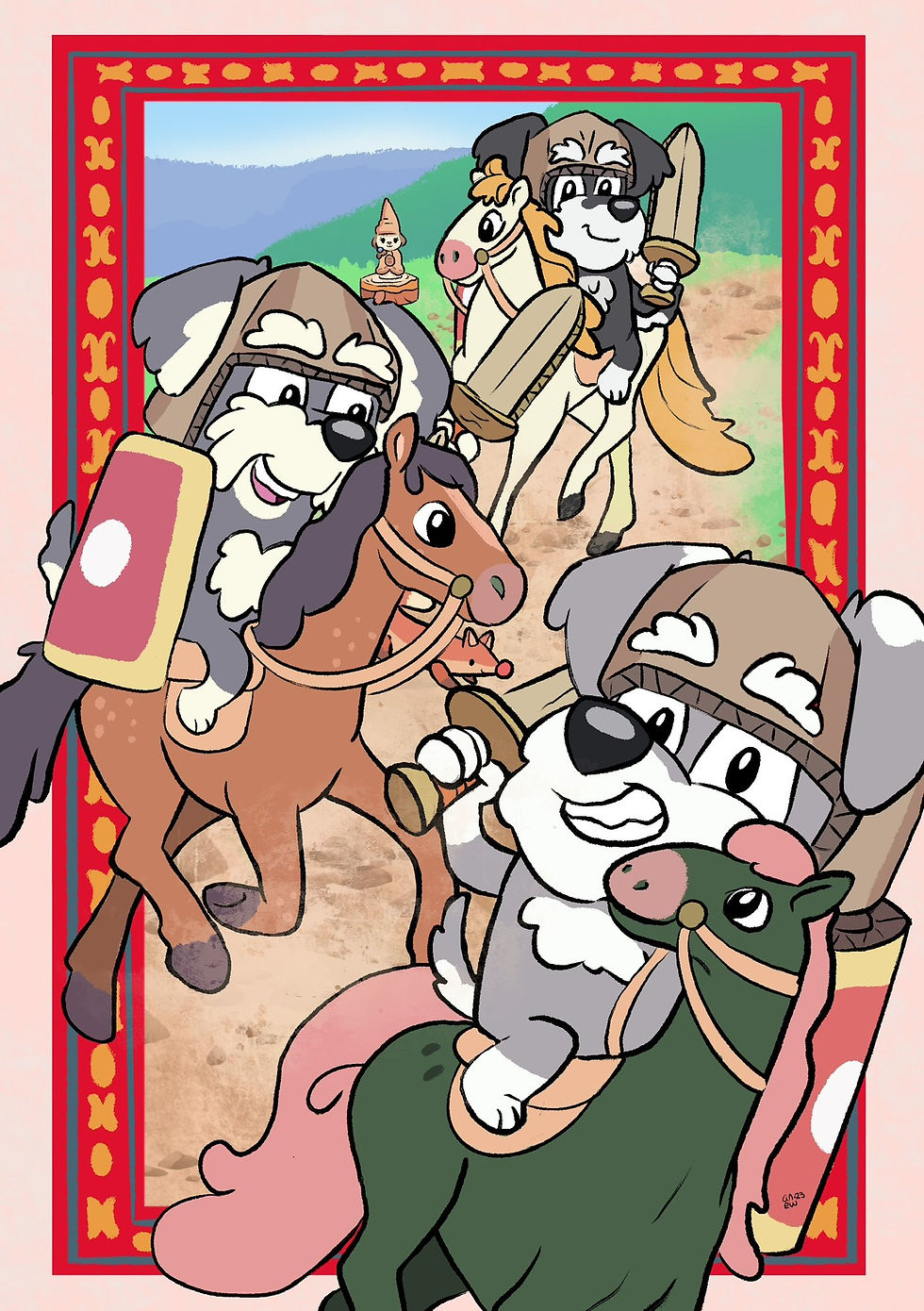 Bluey: Terrier Brothers knights 5x7 in art print