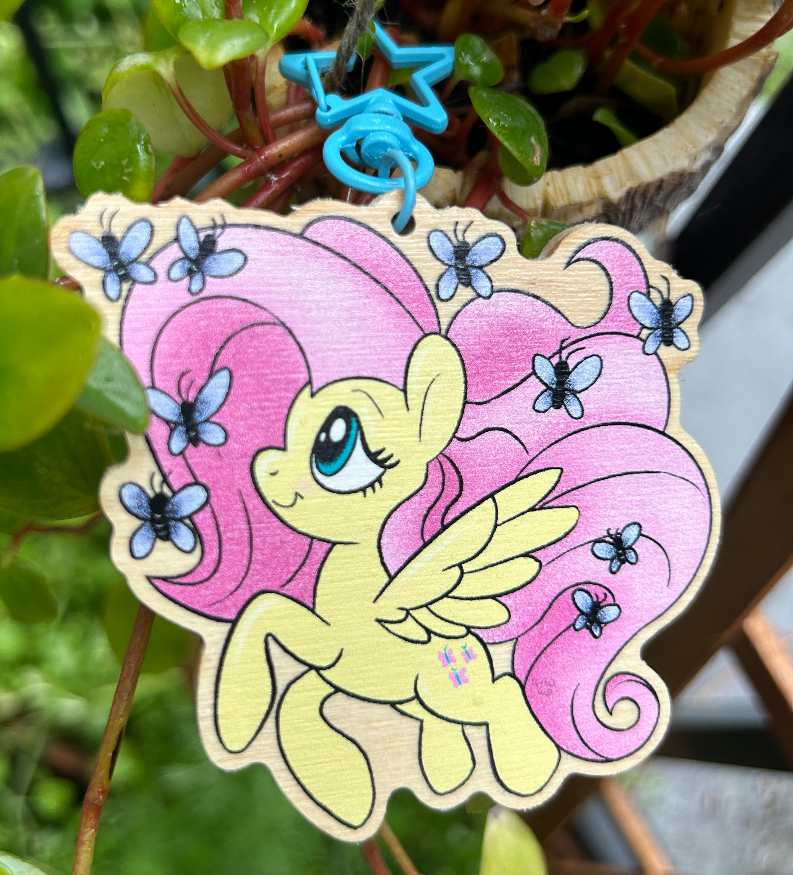 Fluttershy Butterfly wooden 3” charm