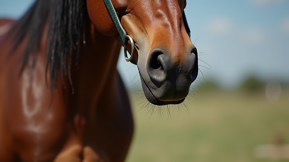 Close-up view of a horse's neck showing the thyroid area