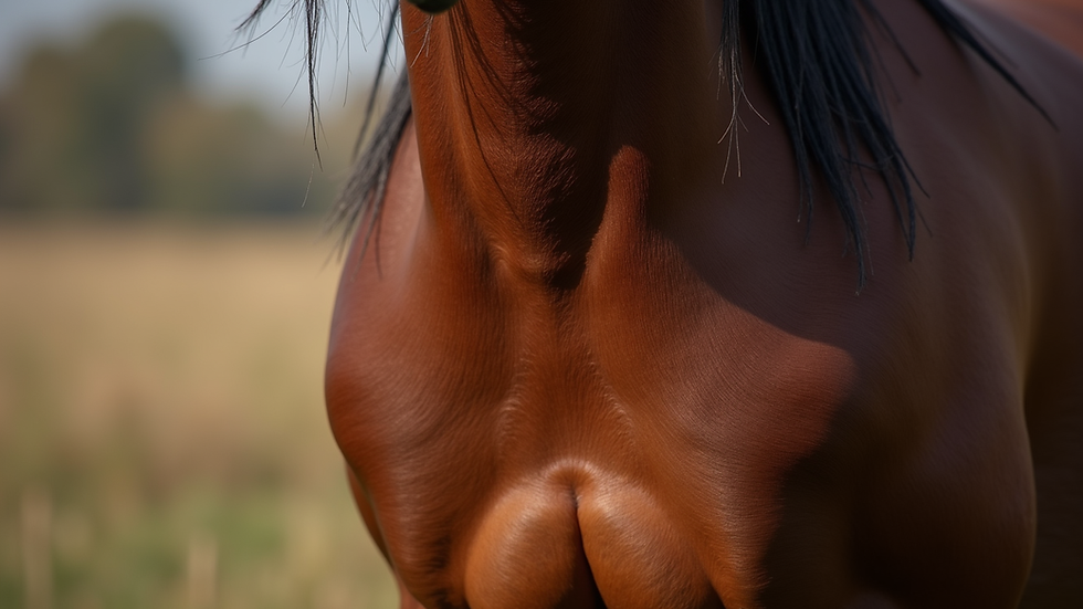 Close-up view of a horse's chest area showing respiratory movement