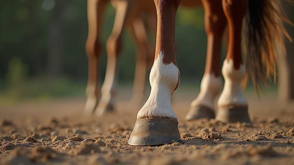 Close-up view of a horse's hoof showing signs of inflammation