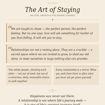 The Art of Staying In