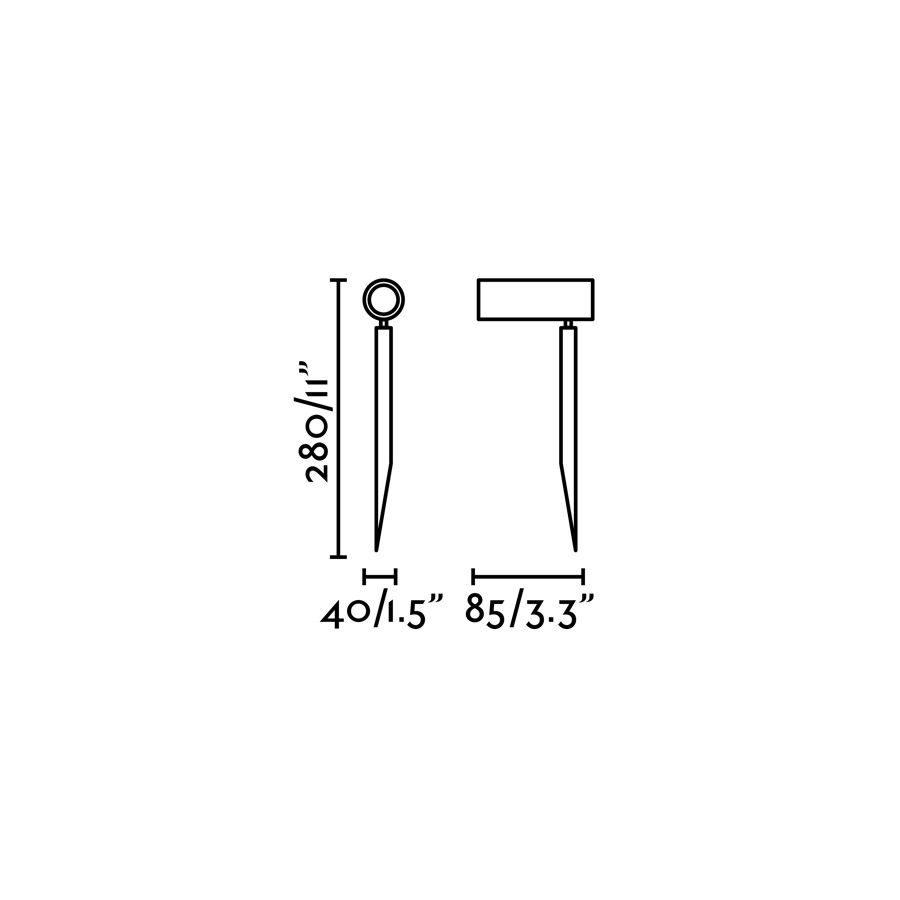 dimensions Spot extérieur sur piquet SETH Faro Barcelona 28 cm