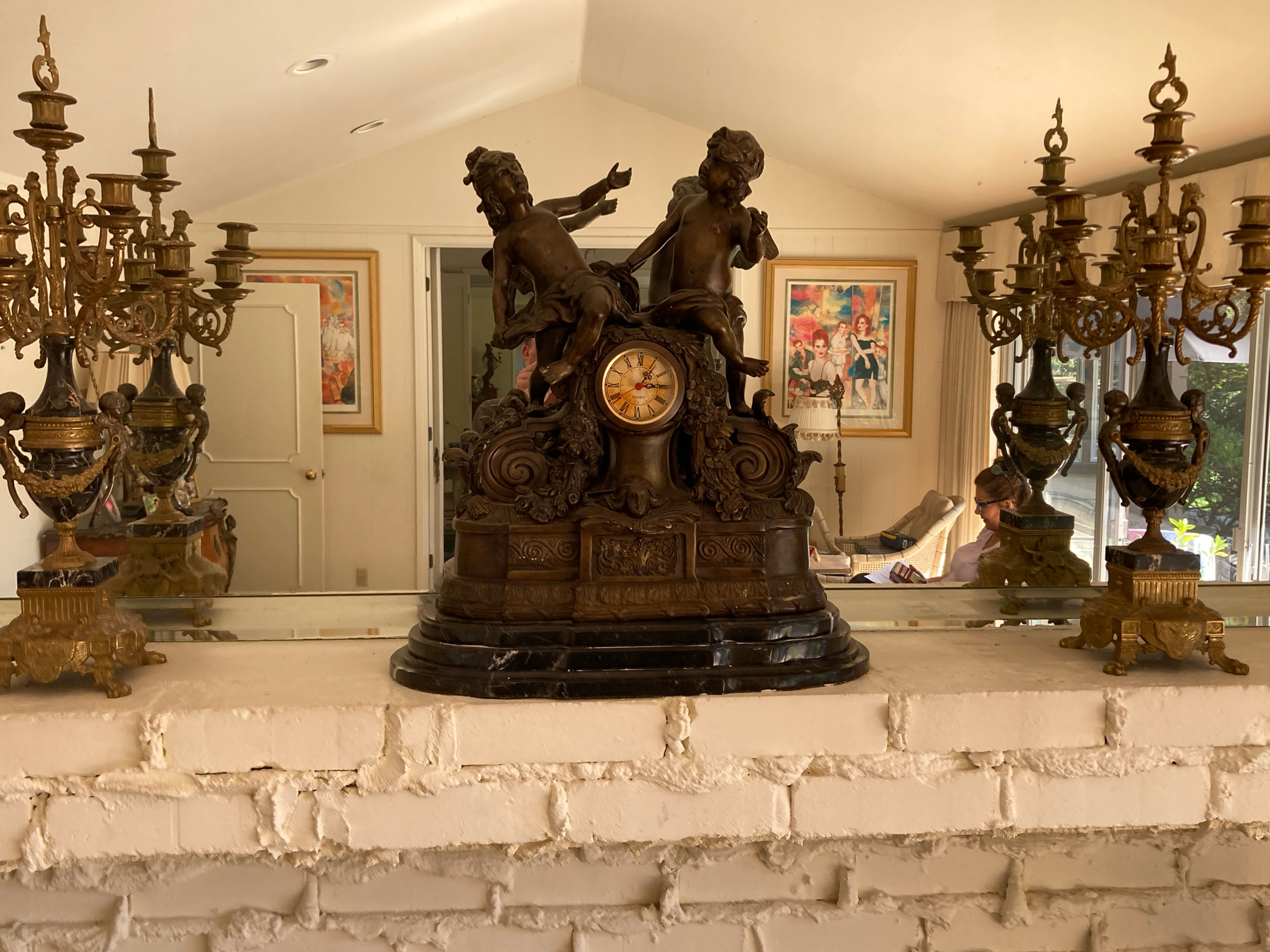 Large Vintage Bronze Clock from Atherton Ca