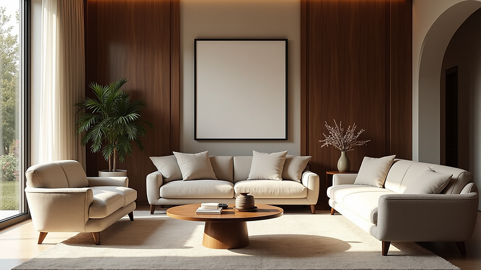 Eye-level view of a luxury estate living room with elegant furnishings