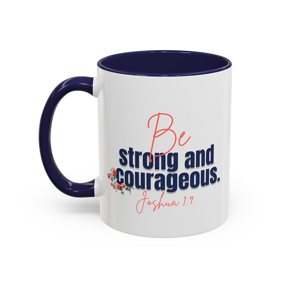 Thumbnail: Be Strong and Courageous with Navy Accent Coffee Mug (11oz) 