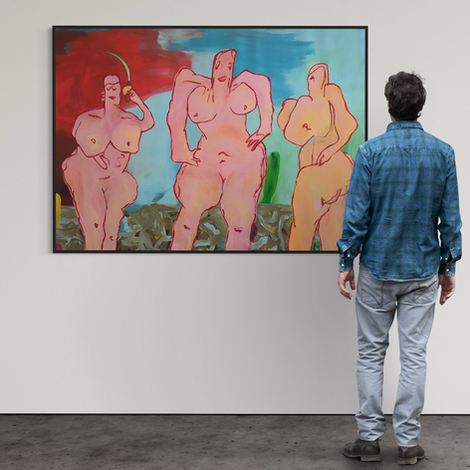 Un homme regarde la "Révolution" de Nataly Goubet
