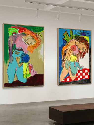 Vue d'exposition avec la série "Mother"