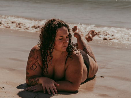 A woman on the beach. 