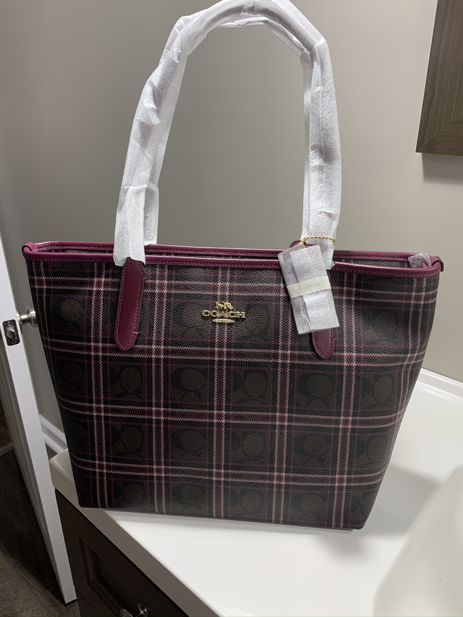 #73 - COACH PURSE – BROWN AND DEEP PINK