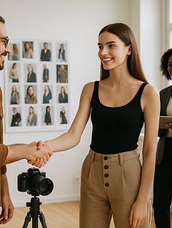 Egzon Dushi im Gespräch mit Fotografen und Models während eines Shootings