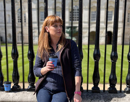 Sarah outside Kings College Cambridge