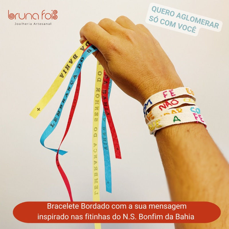 Miniatura: Bracelete Com a Sua Mensagem Bordada
