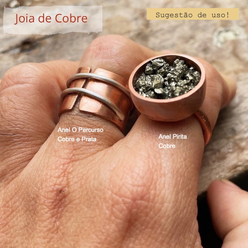 Miniatura: Anel grande de cobre, anel de prata - Joia de Cobre e Prata