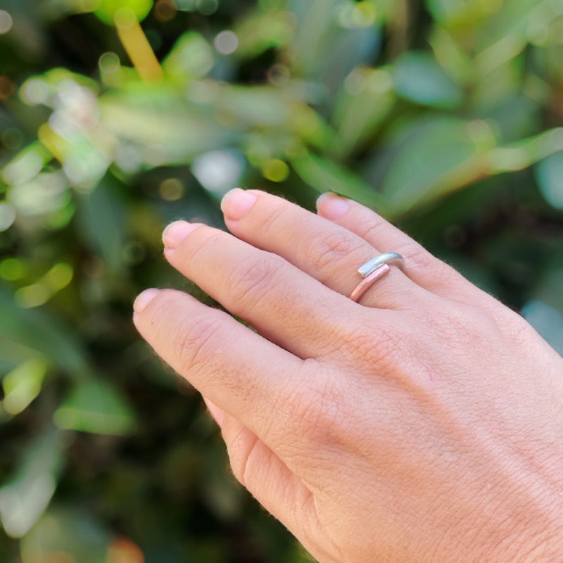 Miniatura: aliança prata e cobre, anel em cobre e prata, joia em cobre e prata