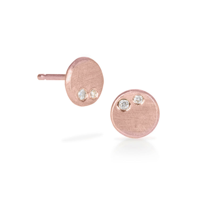 Thumbnail: Petite Gold Coin Studs with Diamond