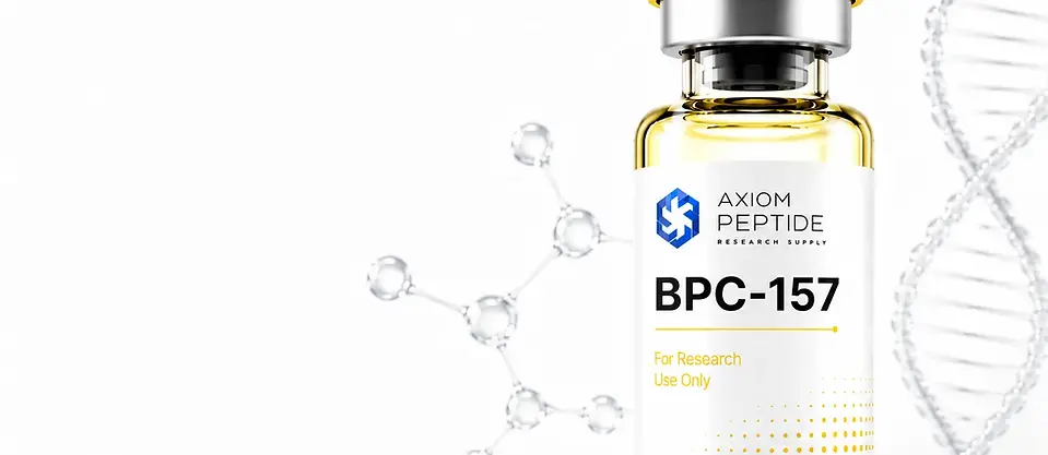 Picture of bpc-157 vial on research page for axiom peptide canada