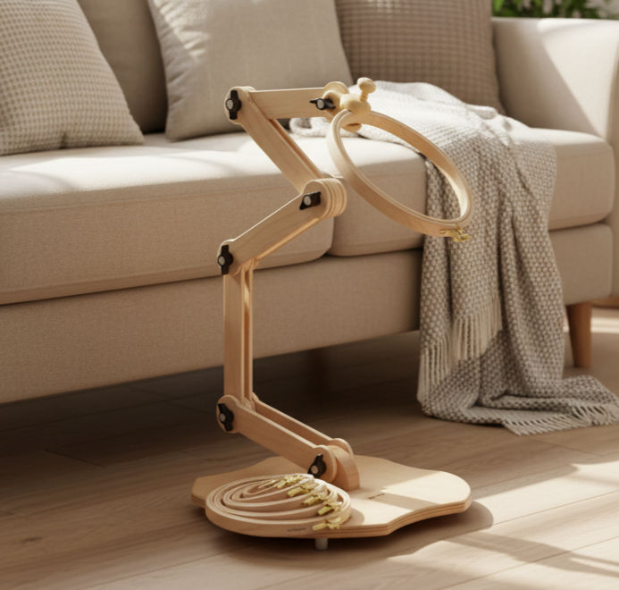 Nurge Adjustable Wooden Stitching Frame for Hands-Free Crafting