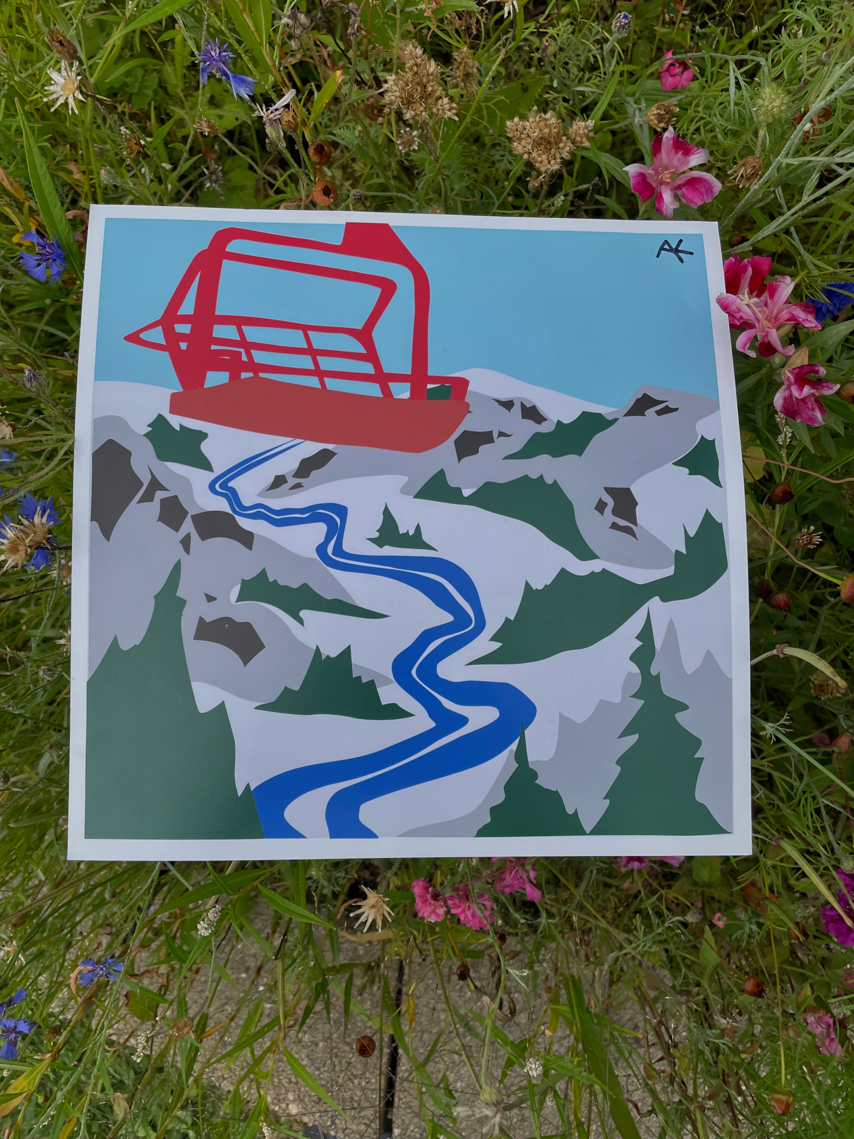 Red Chair Lift Print
