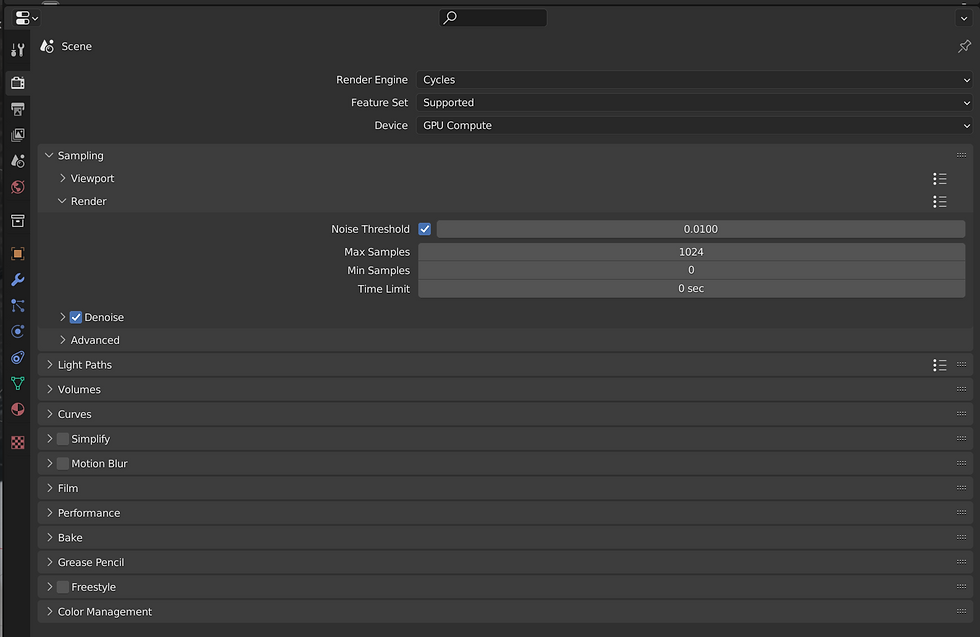 La fenêtre Render Properties du logiciel Blender