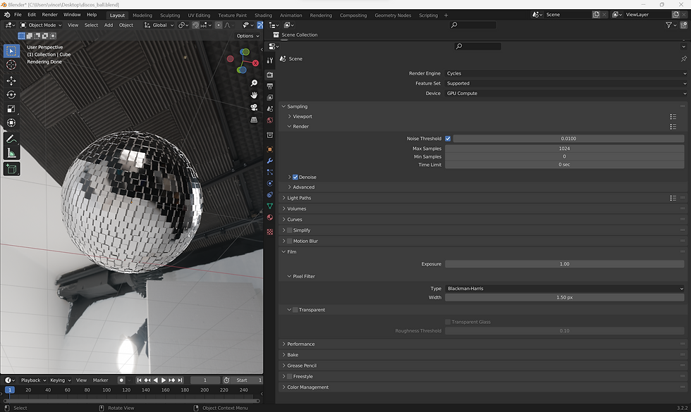 Le logiciel Blender avec son onglet Film ouvert
