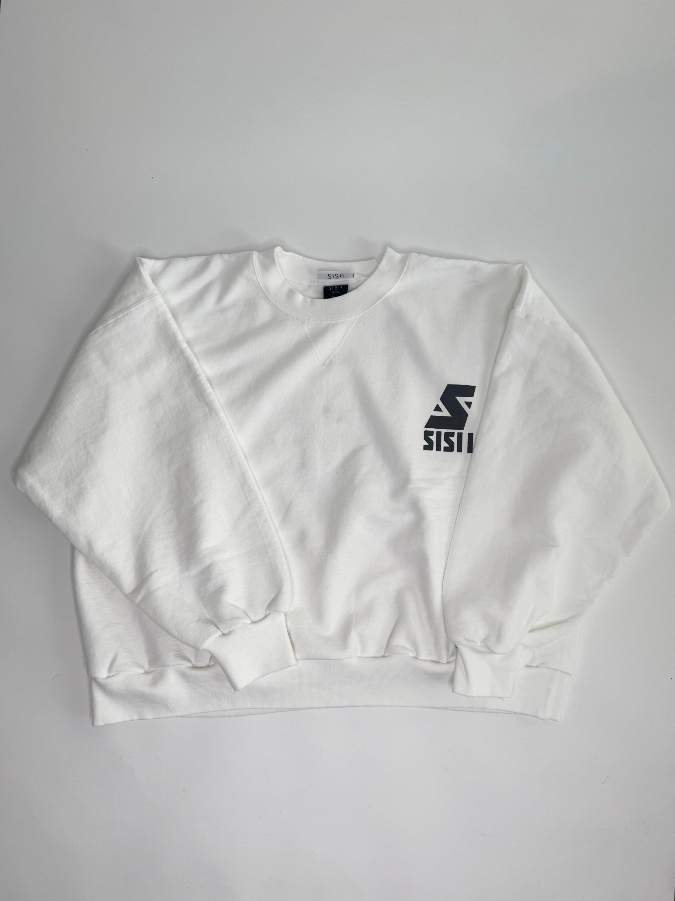 CROPPED CREW PRINT -white-