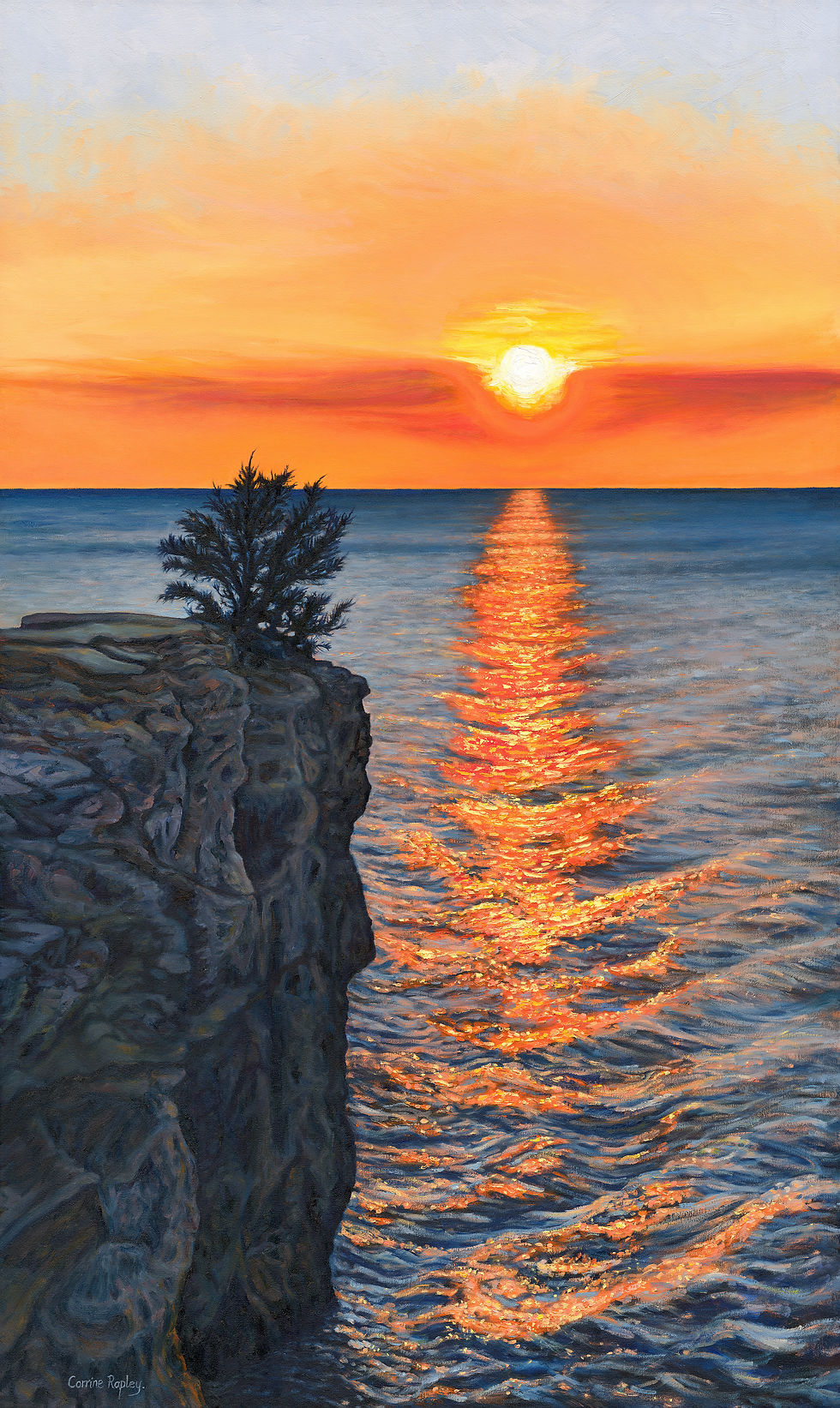 Thumbnail: Sunset Reflections, East Point oil painting by Corrine Rapley