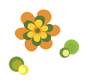 Bunte Blume und zwei bunte Kreise