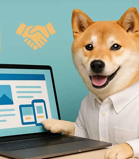 説明する柴犬