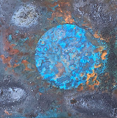 Space Junk, 6x6 copper, gunpowder and model rocket engine residue