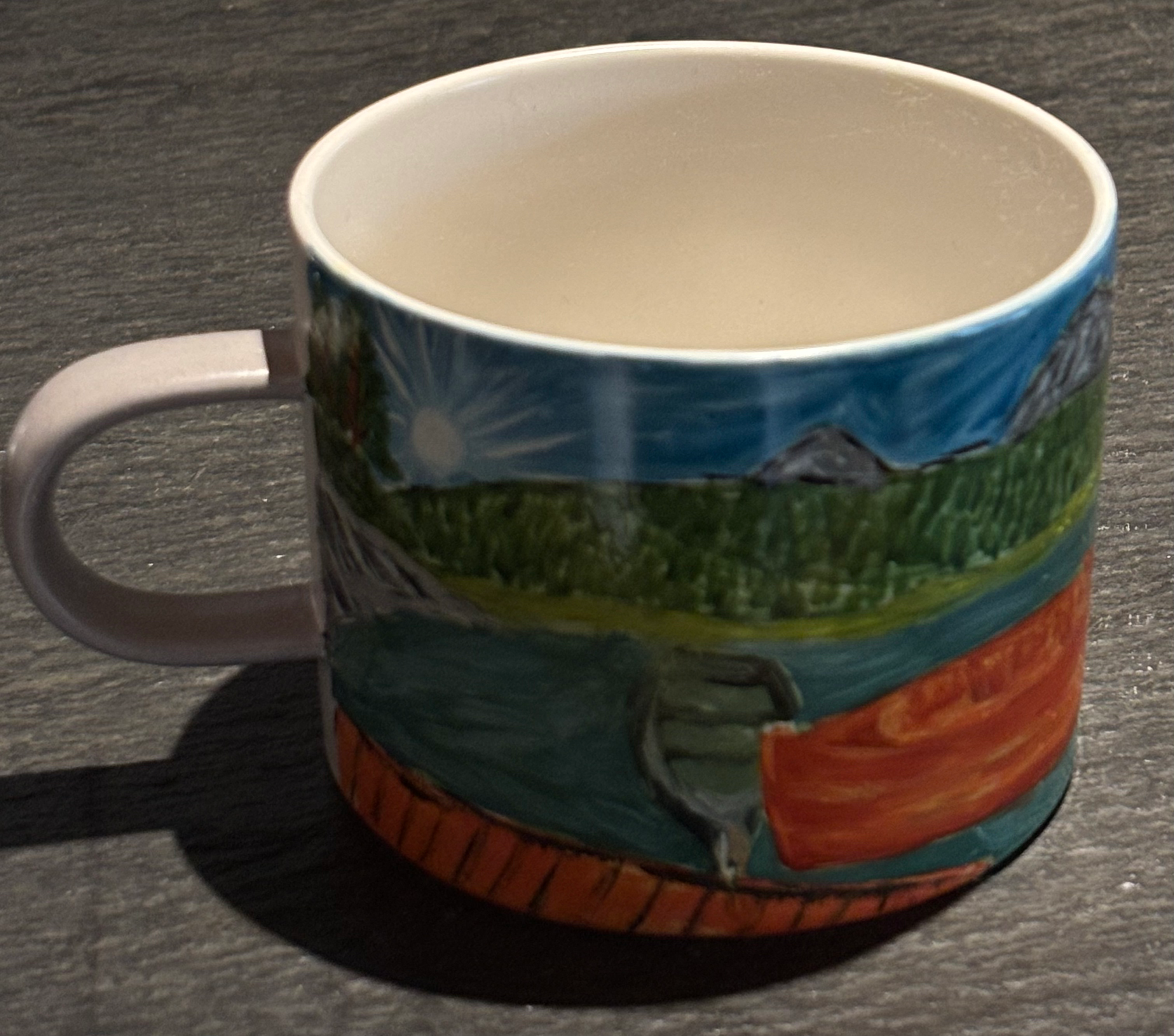 Hand painted cup "Black lake"