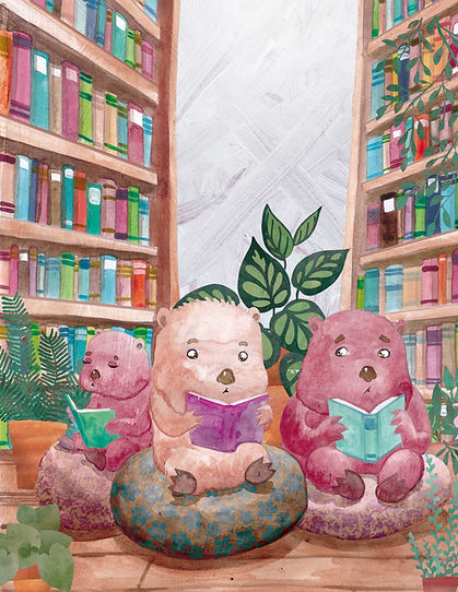 Q is for Quiet features quokkas reading.