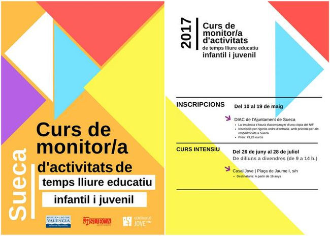 Sueca ofereix el curs de monitor/a de temps lliure Educatiu Infantil i Juvenil