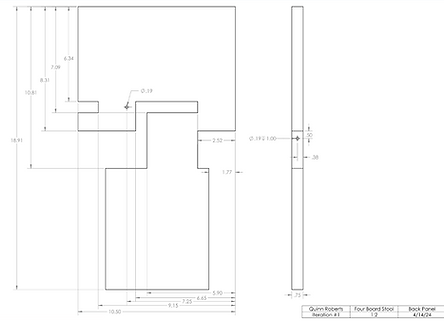Solidworks drawing of dimensions of back panel
