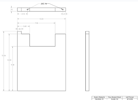 Solidworks drawing of dimensions of left panel