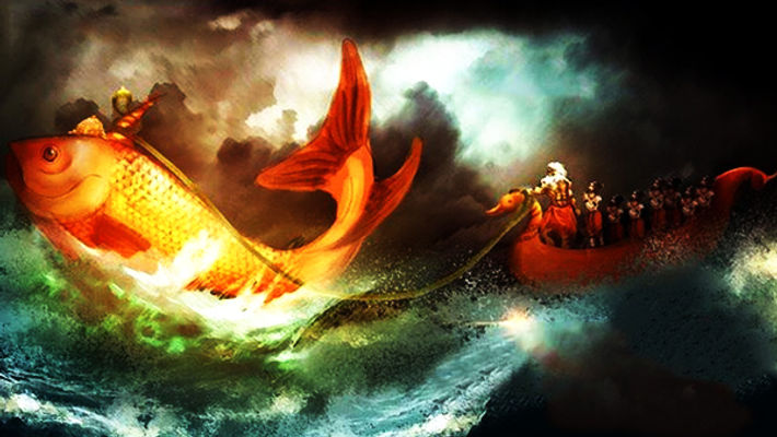 India-Vishnu-Purana-begins-with-the-story-of-Matsya-avatar-the-fish-incarnation-of-Vishnu-